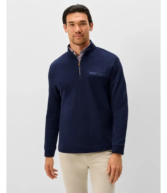 Johnnie-O Flame Stitch Zip Pullover - Navy