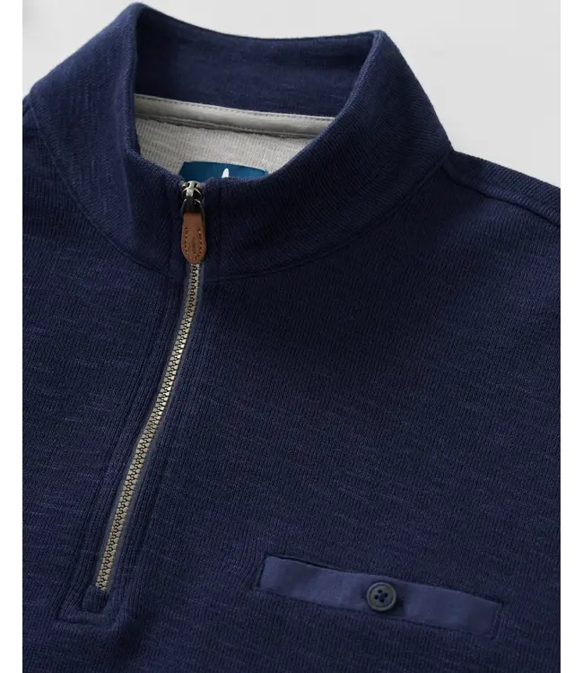 Johnnie-O Flame Stitch Zip Pullover - Navy