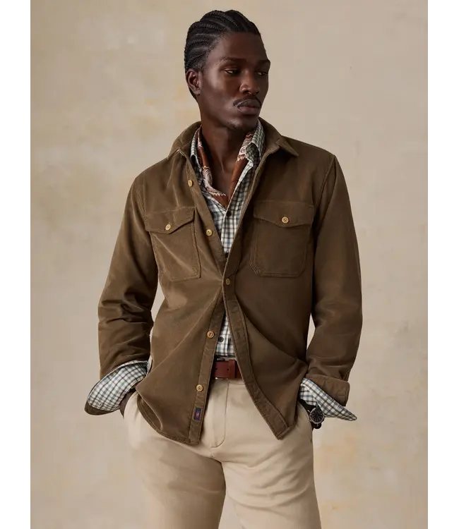 Faherty Stretch Terry Corduroy Workshirt - Brown Umber