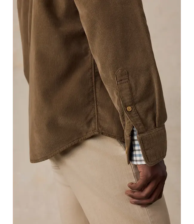 Faherty Stretch Terry Corduroy Workshirt - Brown Umber