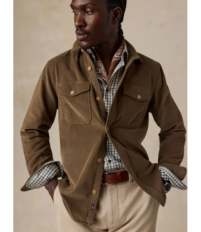 Faherty Stretch Terry Corduroy Workshirt - Brown Umber