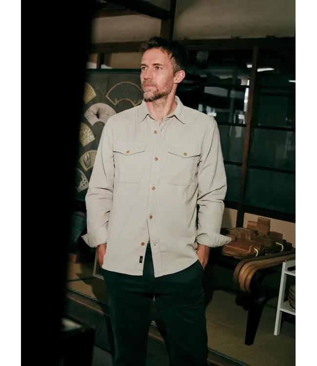 Faherty Stretch Terry Corduroy Workshirt - Tundra Stone