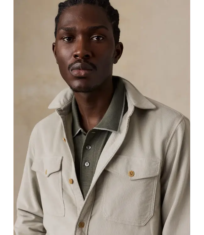 Faherty Stretch Terry Corduroy Workshirt - Tundra Stone