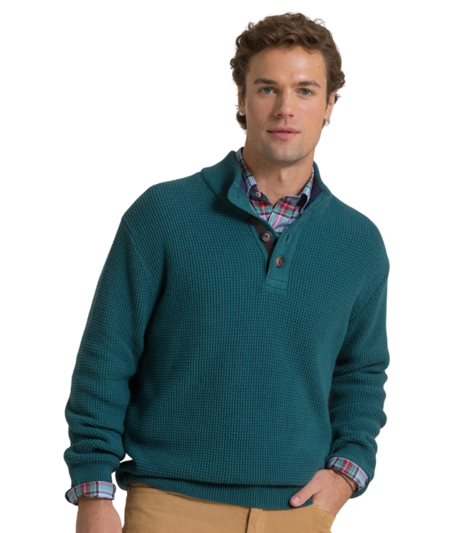 Southern Tide Men's Quarter Button Sweater - Heather Salt Meadow