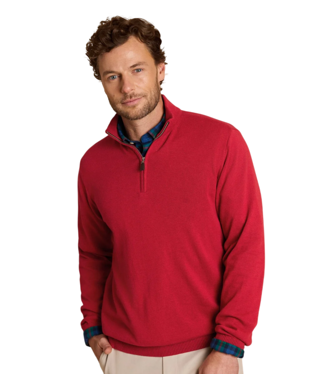 Southern Tide Men's Whitehaven Quarter Zip Sweater - Heather Salsa Red