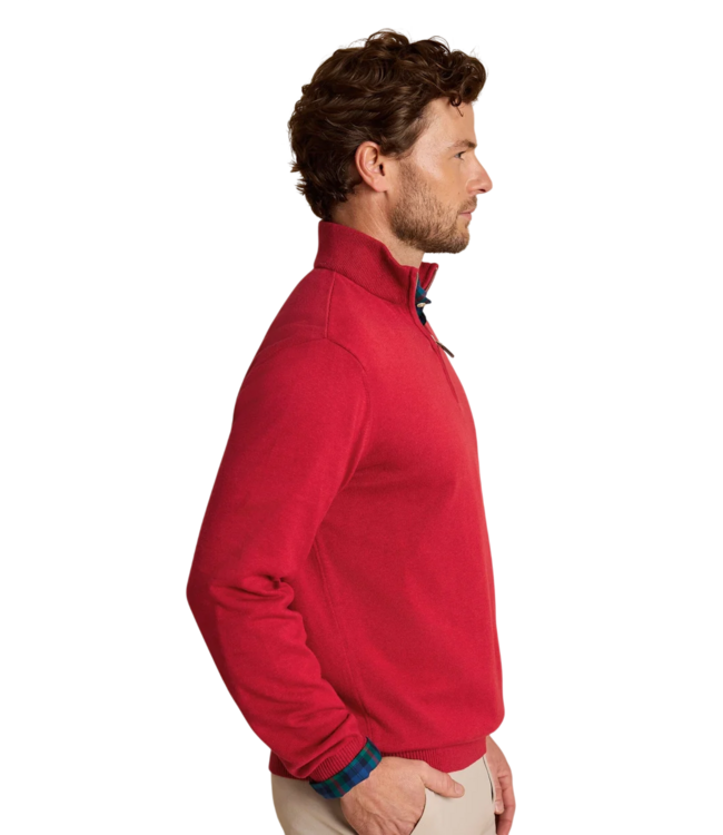 Southern Tide Men's Whitehaven Quarter Zip Sweater - Heather Salsa Red