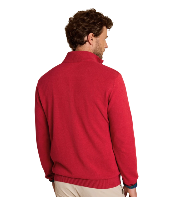 Southern Tide Men's Whitehaven Quarter Zip Sweater - Heather Salsa Red