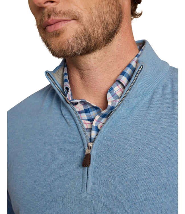 Southern Tide Whitehaven Quarter Zip Sweater - Heather Ocean Channel