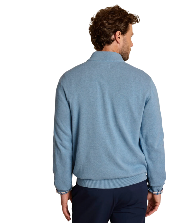 Southern Tide Whitehaven Quarter Zip Sweater - Heather Ocean Channel