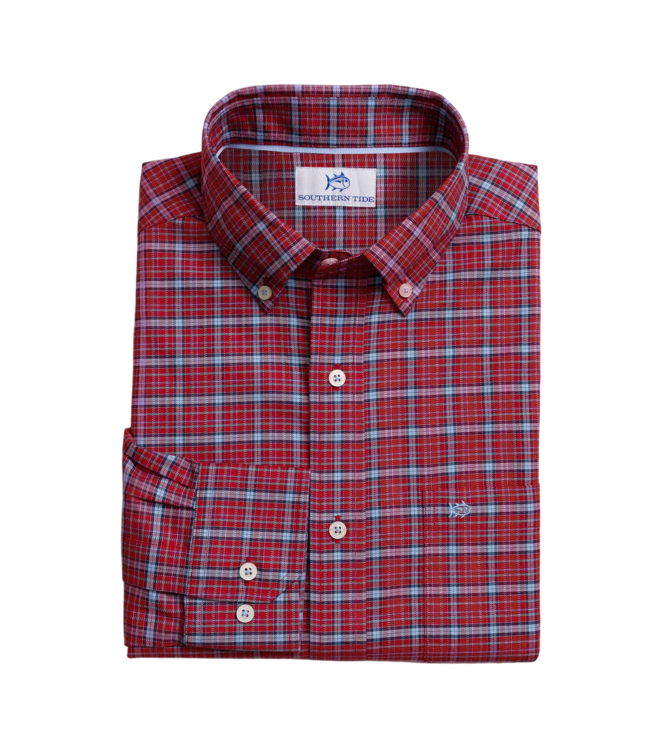 Southern Tide Men's Chimney Creek Skipjack Sport Shirt - Salsa Red