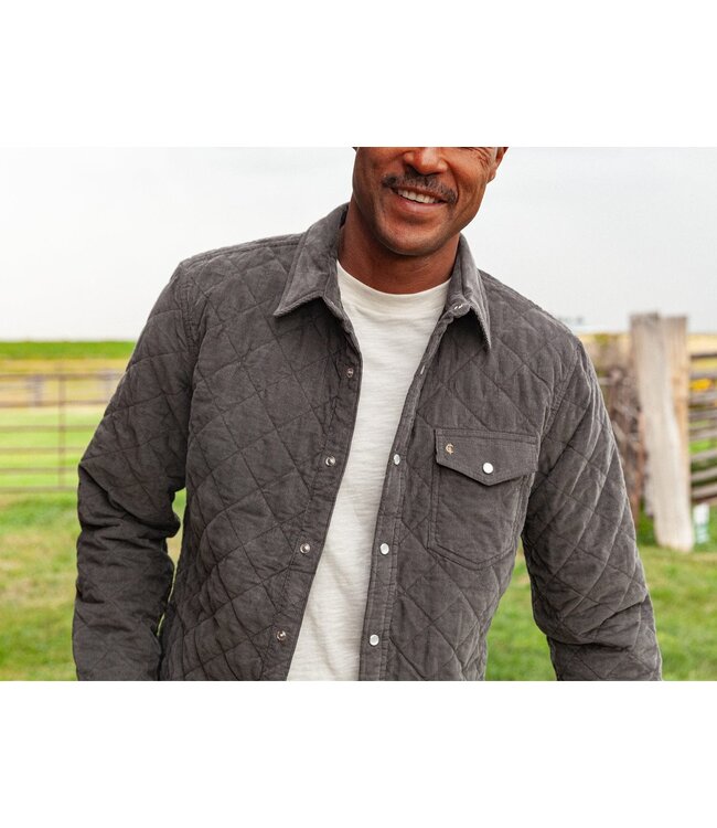 Corduroy Quilted Shacket - Midnight Ash