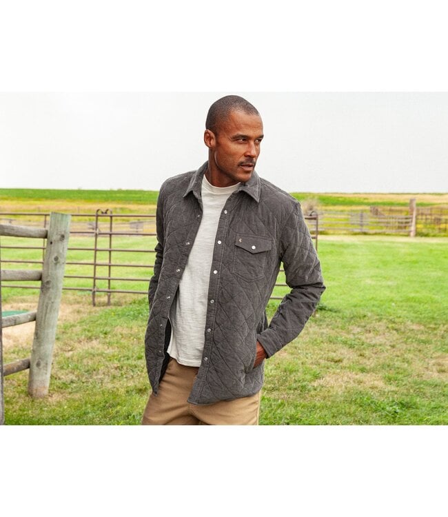 Corduroy Quilted Shacket - Midnight Ash