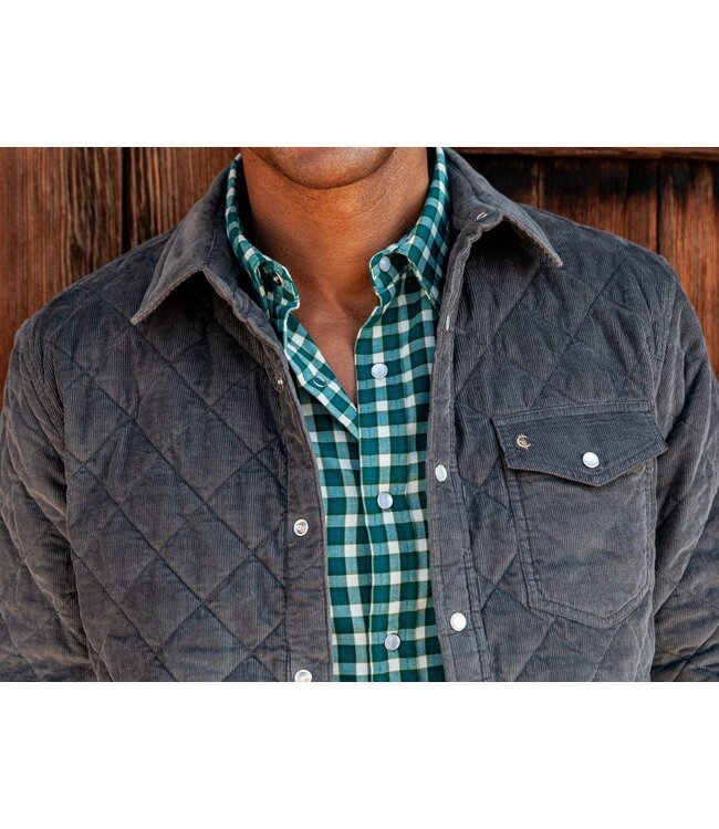 Corduroy Quilted Shacket - Midnight Ash