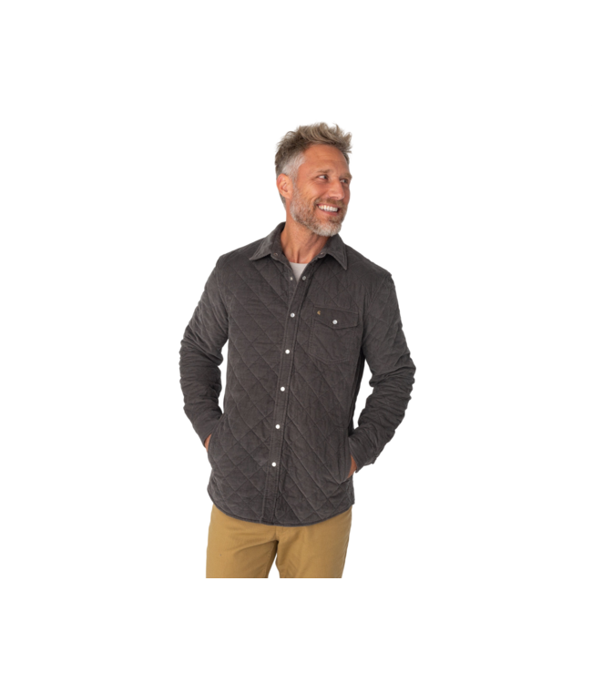 Corduroy Quilted Shacket - Midnight Ash