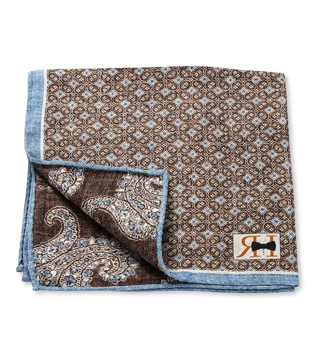 Light Blue Geometric Pine Pocket Square