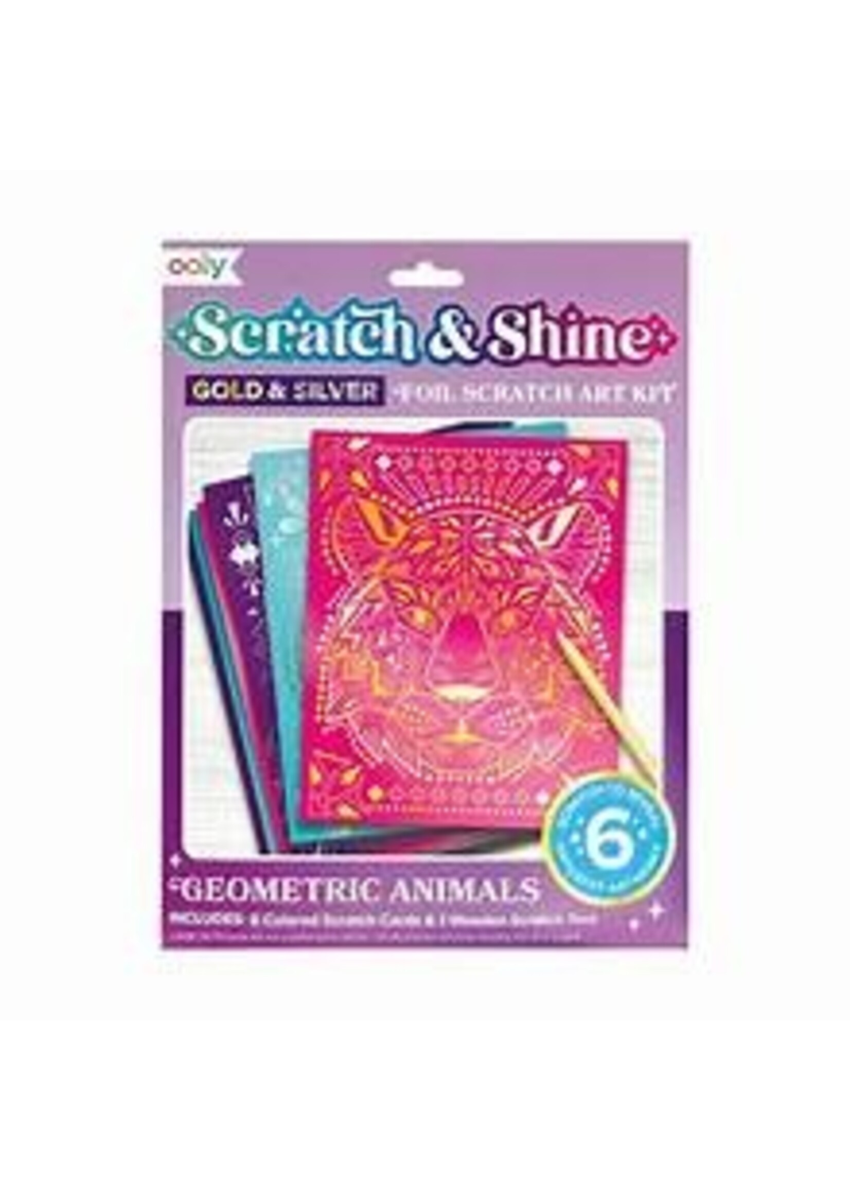 OOLY OOLY FOIL SCRATCH ART KIT GEOMETRIC ANIMALS