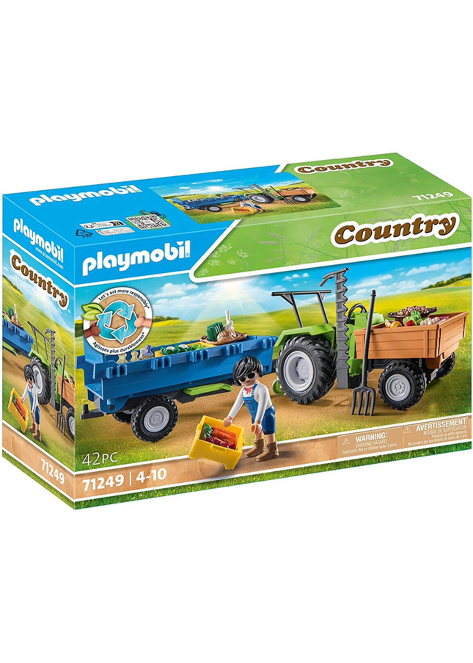 PLAYMOBIL PLAYMO HARVESTER TRACTOR WITH TRAILER