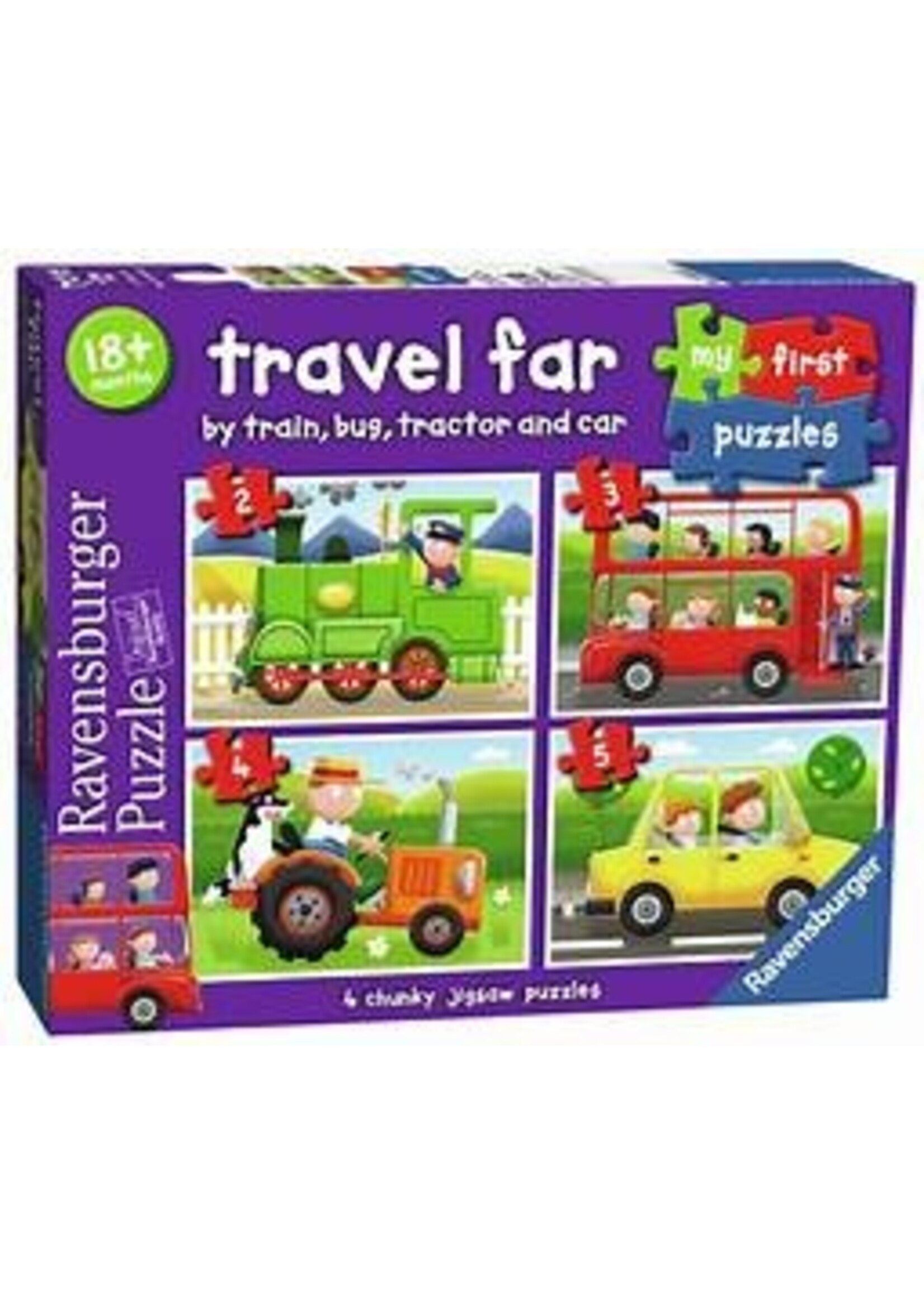 RAVENSBURGER PUZZLE  MY FIRST PUZZLES BY TRAIN BUS TRACTOR AND CAR