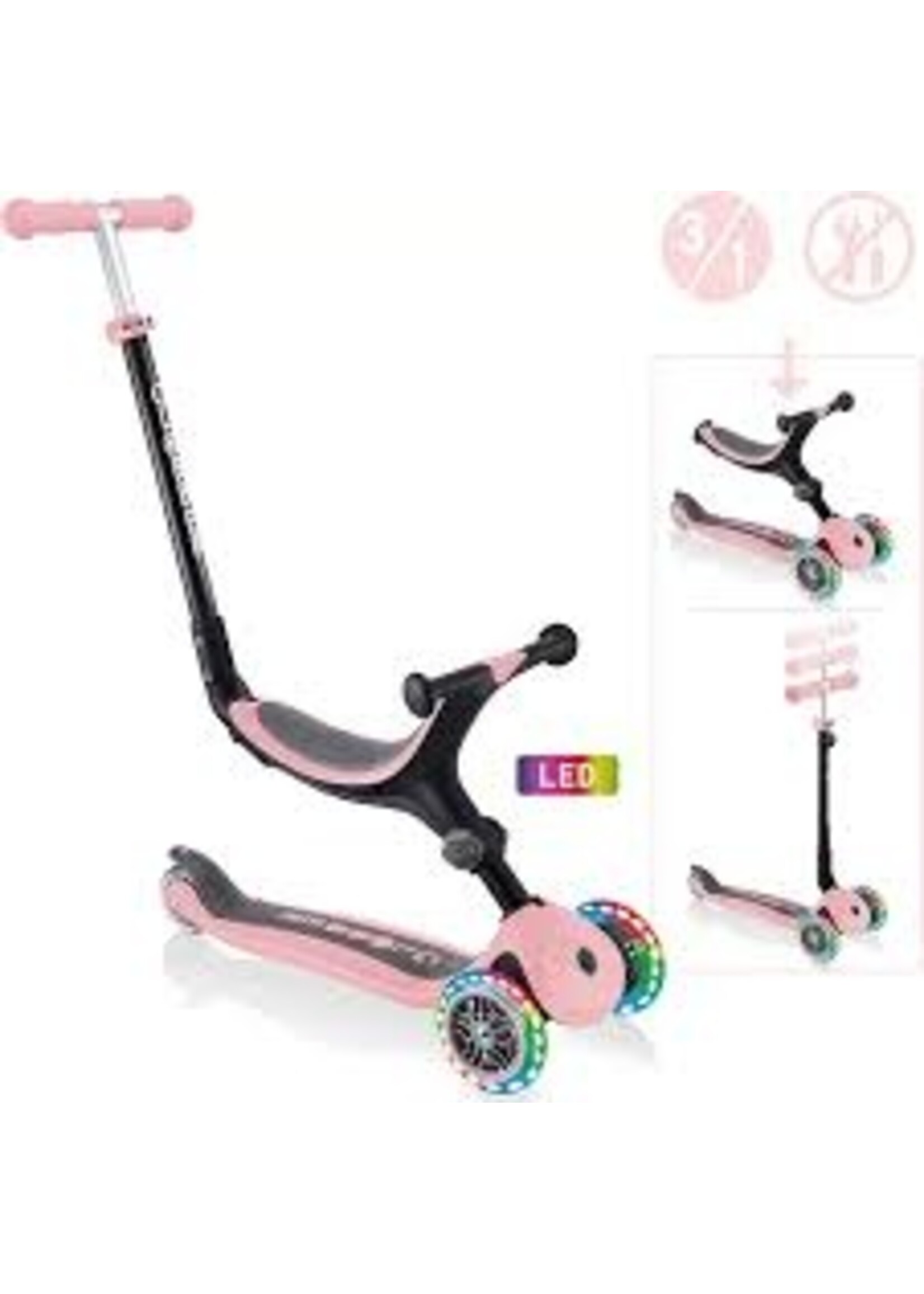 GLOBBER GO UP FOLDABLE PLUS LIGHTS PASTEL PINK