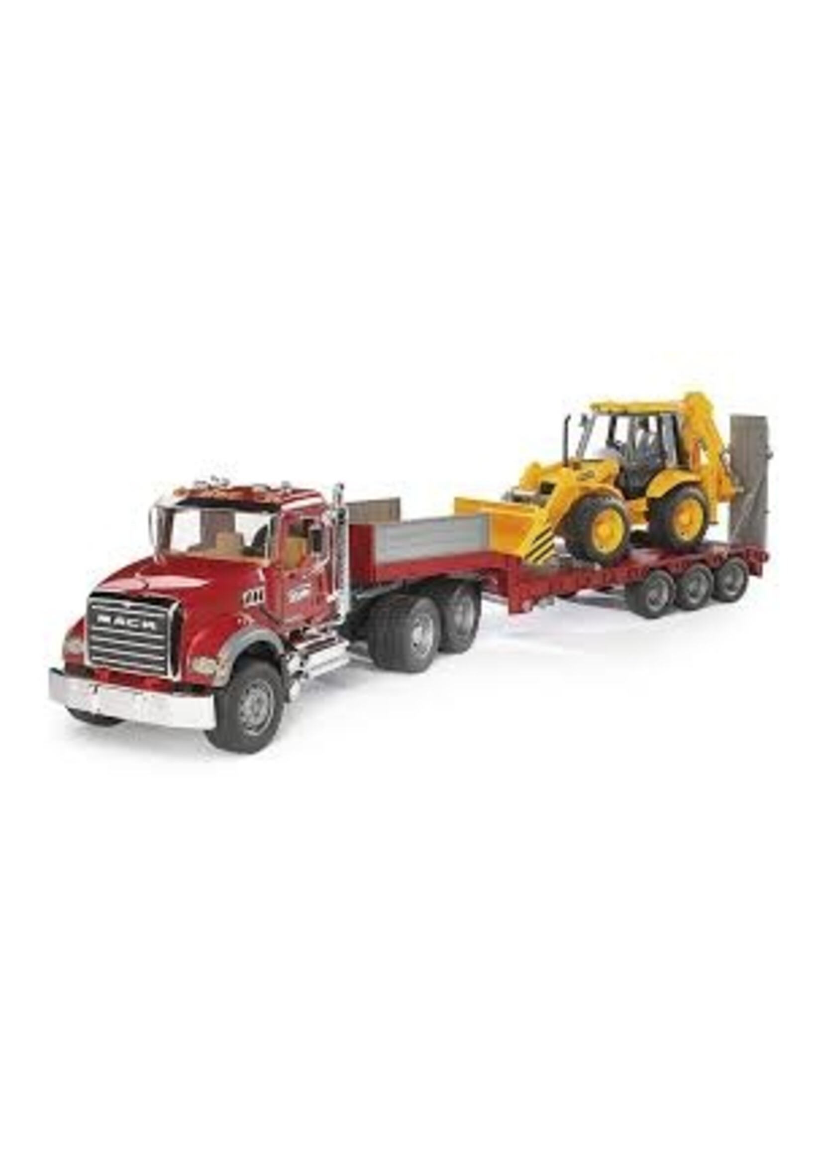 BRUDER MACK GRANITE FLATBED TRUCK W/ JCB LOADER BACKHOE