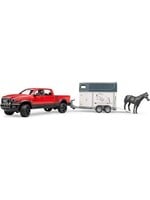 BRUDER RAM 2500 PICKUP TRUCK W/ HORSE TRAILER AND HORSE