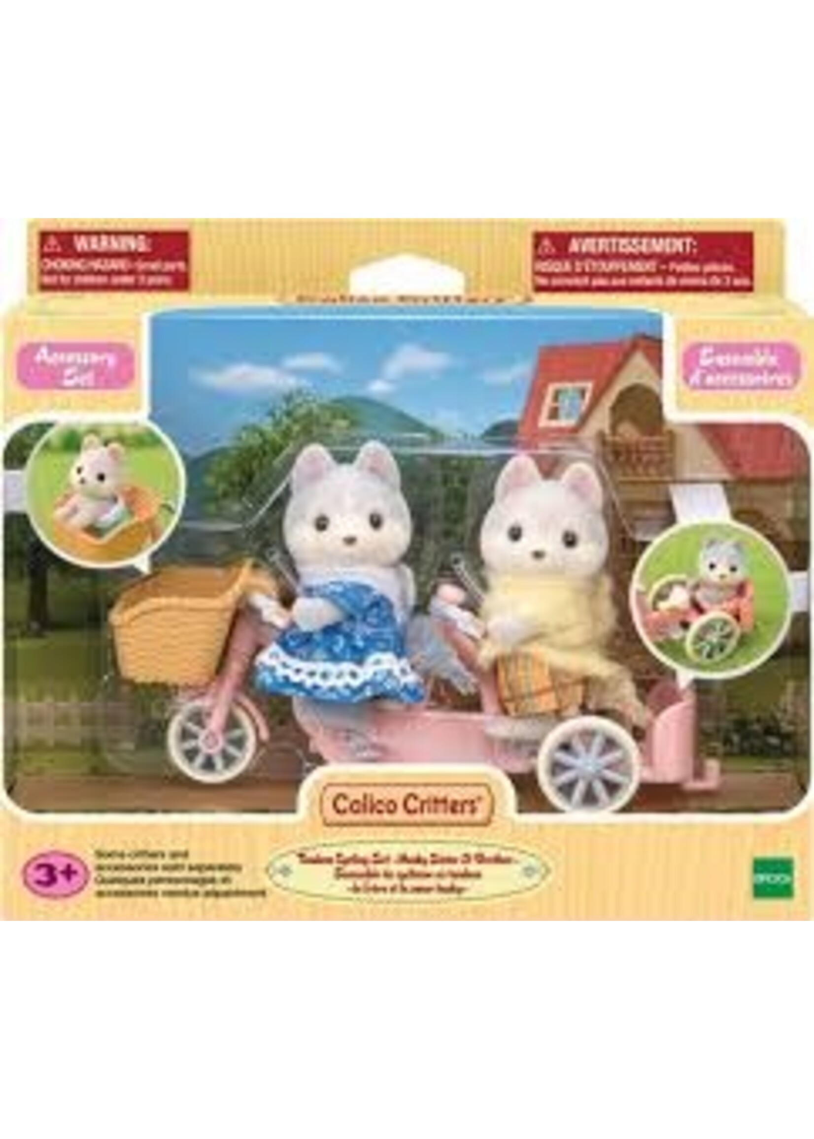 EPOCH (CALICO CRITTER & KIDOOZIE) CC TANDEM CYCLING SET - HUSKY SISTER & BROTHER