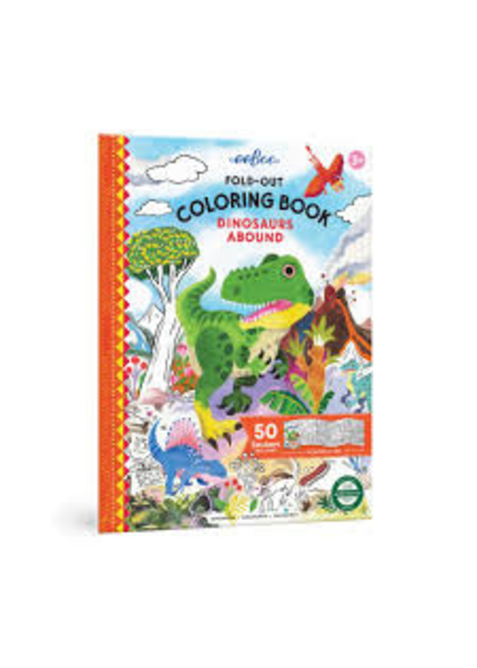 EEBOO EEBOO FOLD OUT COLORING BOOK DINOSAURS ABOUND