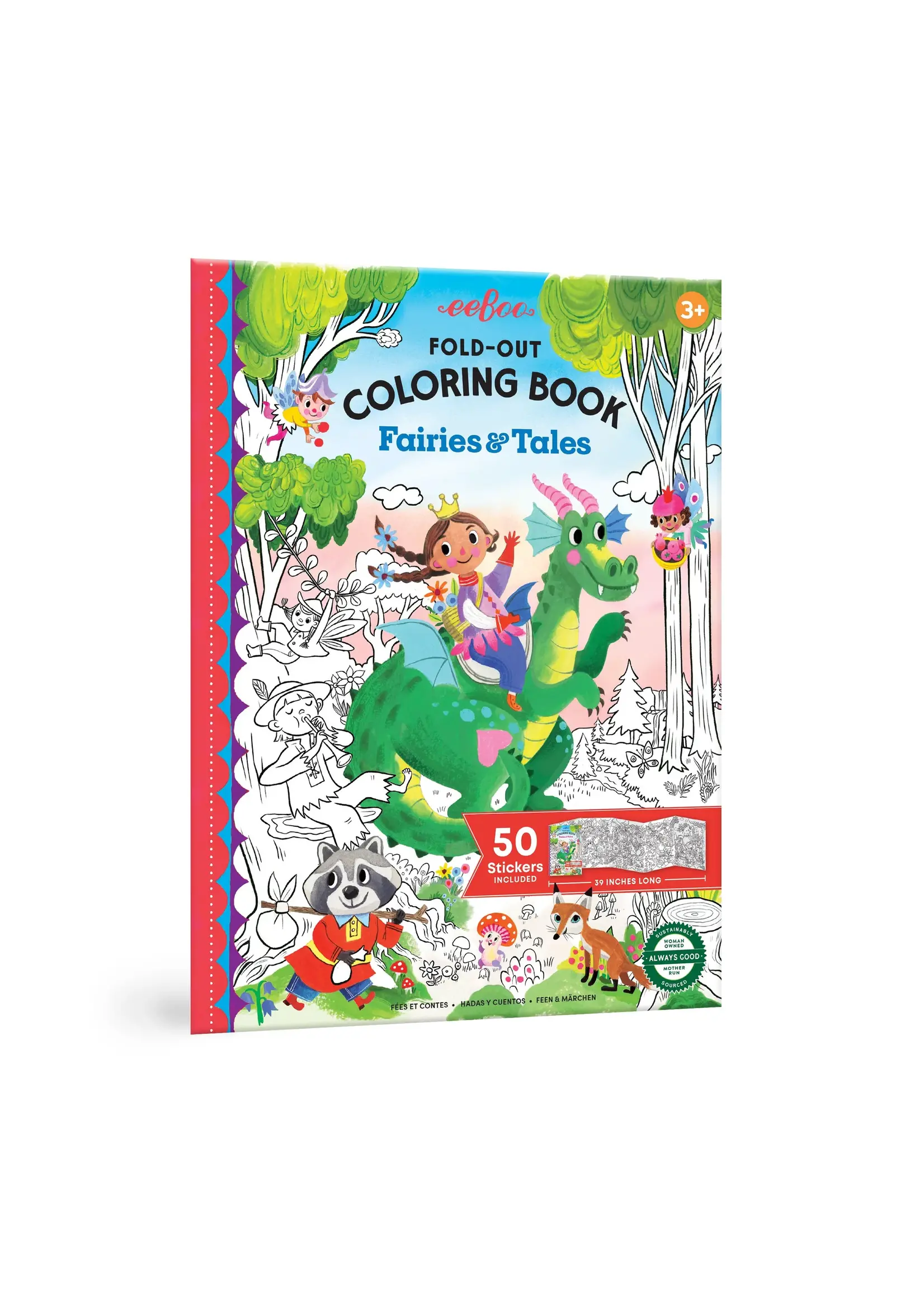 EEBOO EEBOO FOLD OUT COLORING BOOK FARIES AND TALES