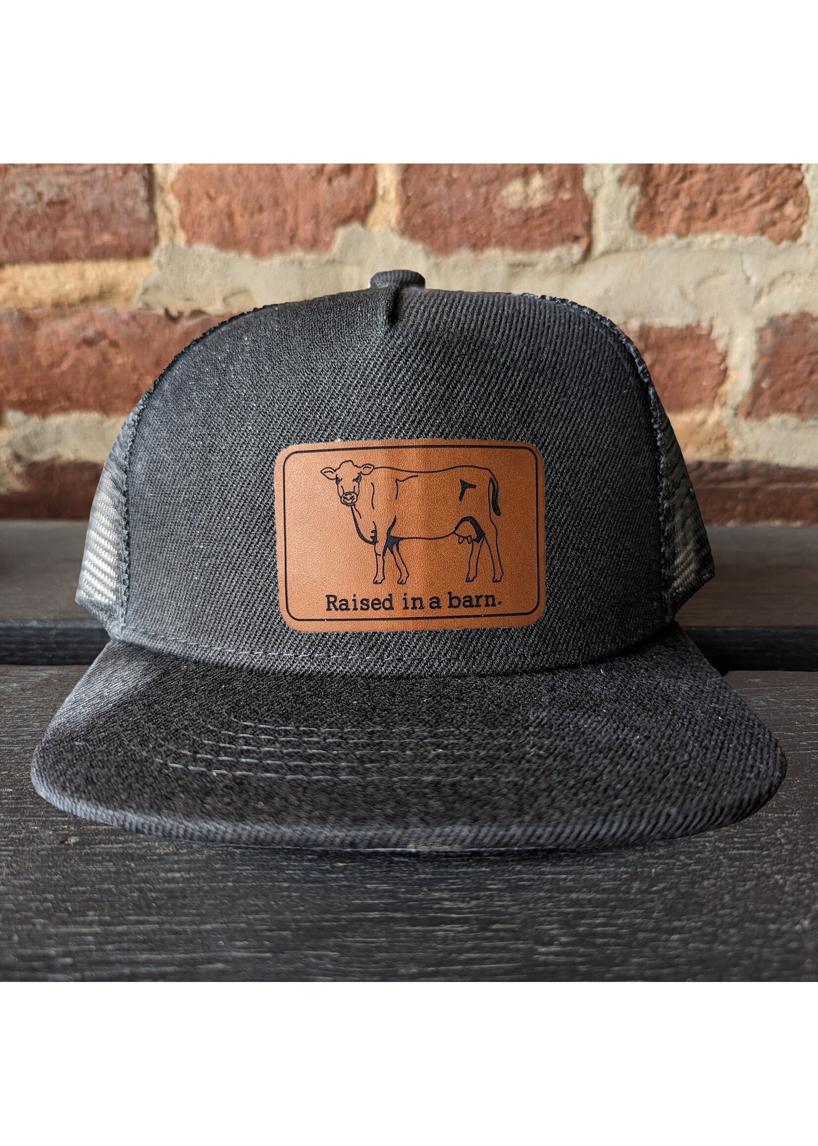 BAREFOOT BABY TRUCKER HAT RAISED IN A BARN BLACK