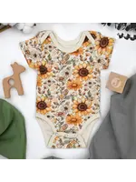 EARTHY SHORT SLEEVE BABY BODYSUIT BRYONY 0-3M