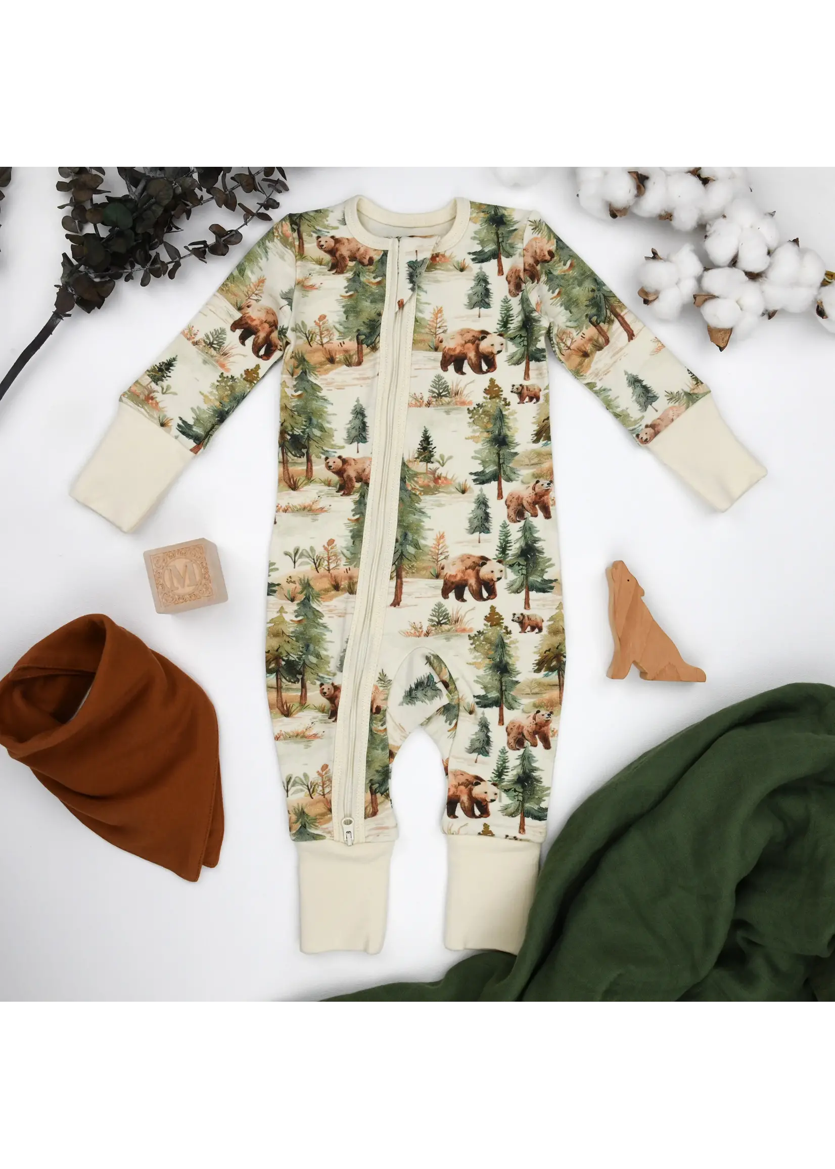 EARTHY BABY PAJAMAS 2-WAY ZIP BODHI 9-12M