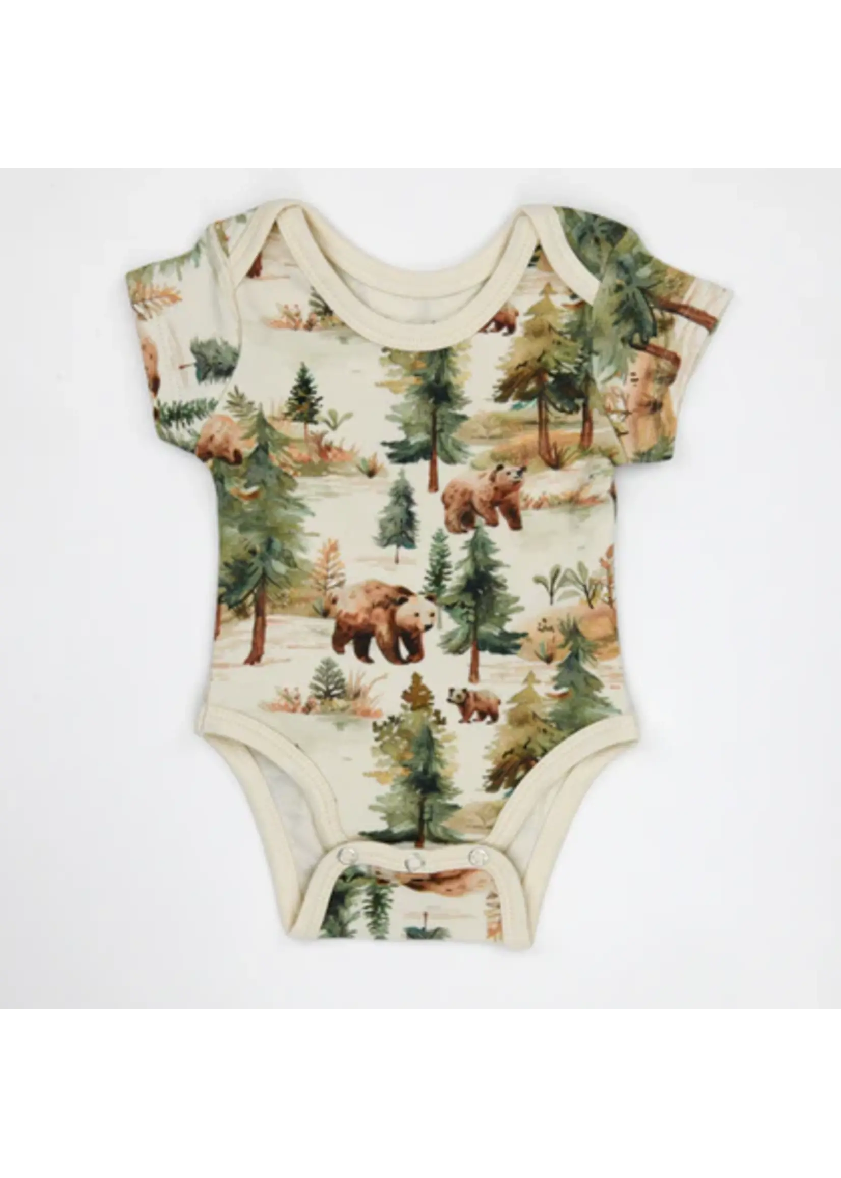 EARTHY SHORT SLEEVE BABY BODYSUIT BODHI 6-9M