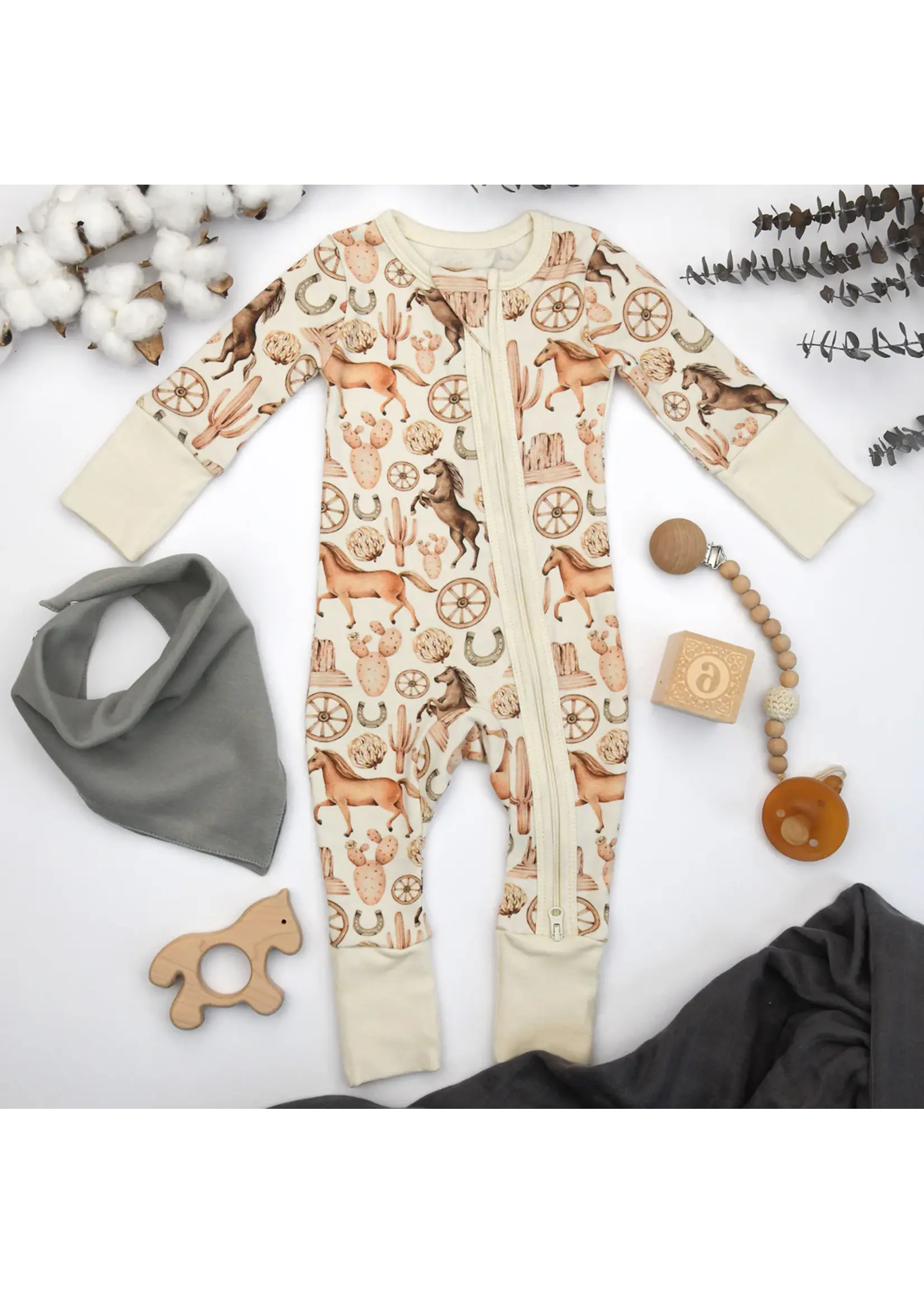 EARTHY BABY PAJAMAS 2-WAY ZIP RYDER 6-9M