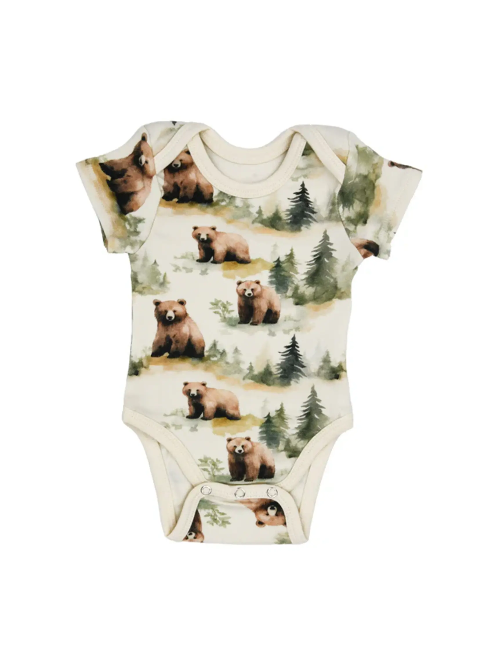 EARTHY SHORT SLEEVE BABY BODYSUIT HEMLOCK 18-24M