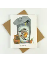 KENDRA LEE MILLER ART I LOVE US RACCOON CARD