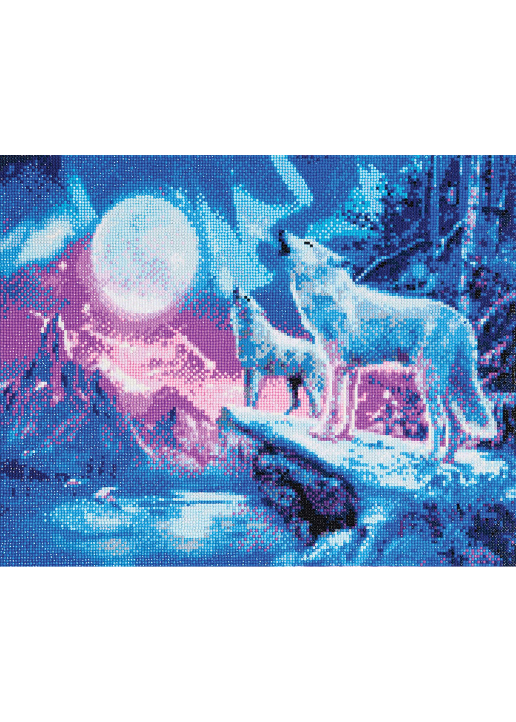 CRYSTAL ART WOLVES AND NORTHERN LIGHTS