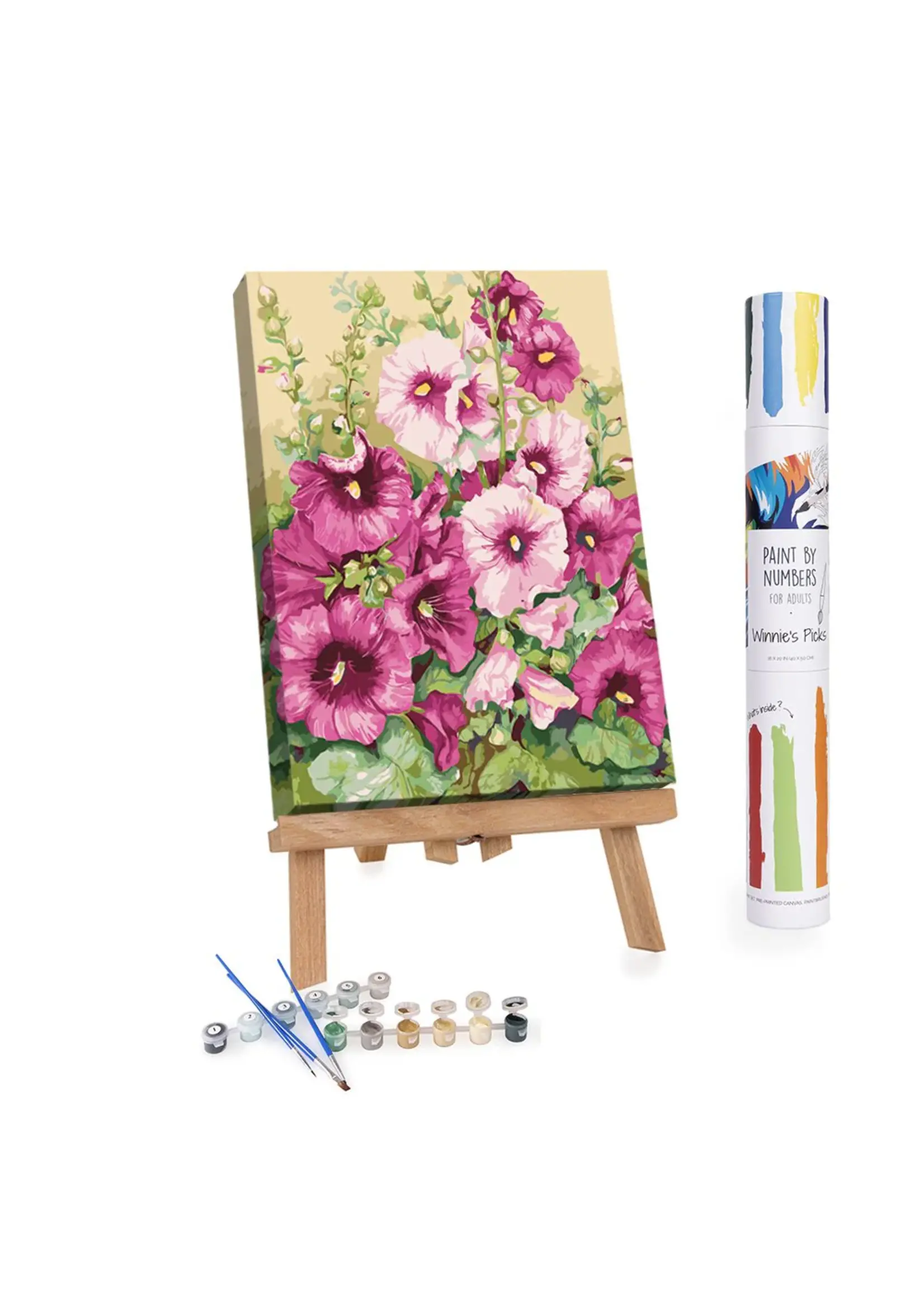 WINNIES PICKS PAINT BY NUMBER HOLLYHOCKS IN EVENING GLOW