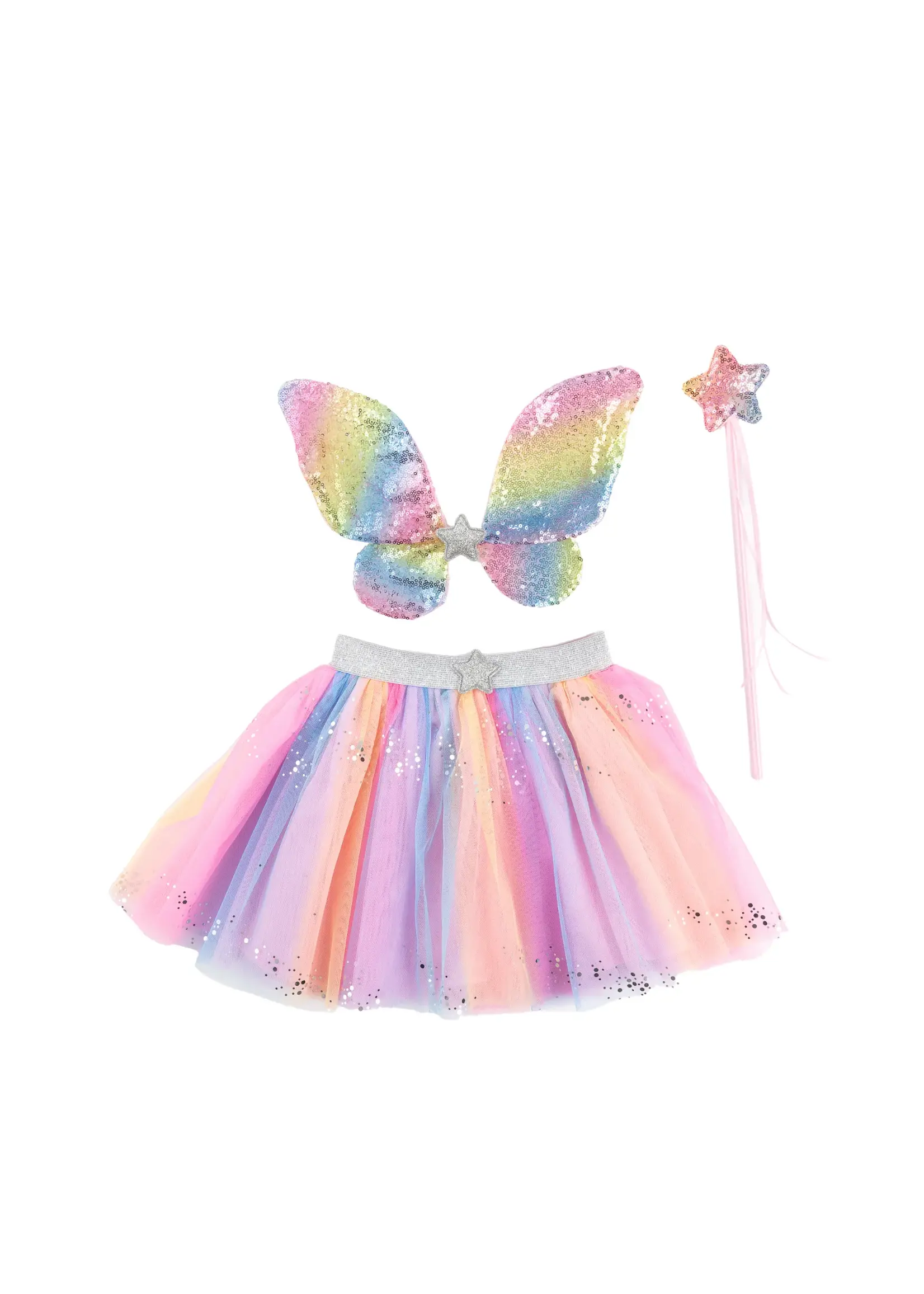 DRESS UP RAINBOW SEQUINS SKIRT W/ WINGS & WAND 4-6