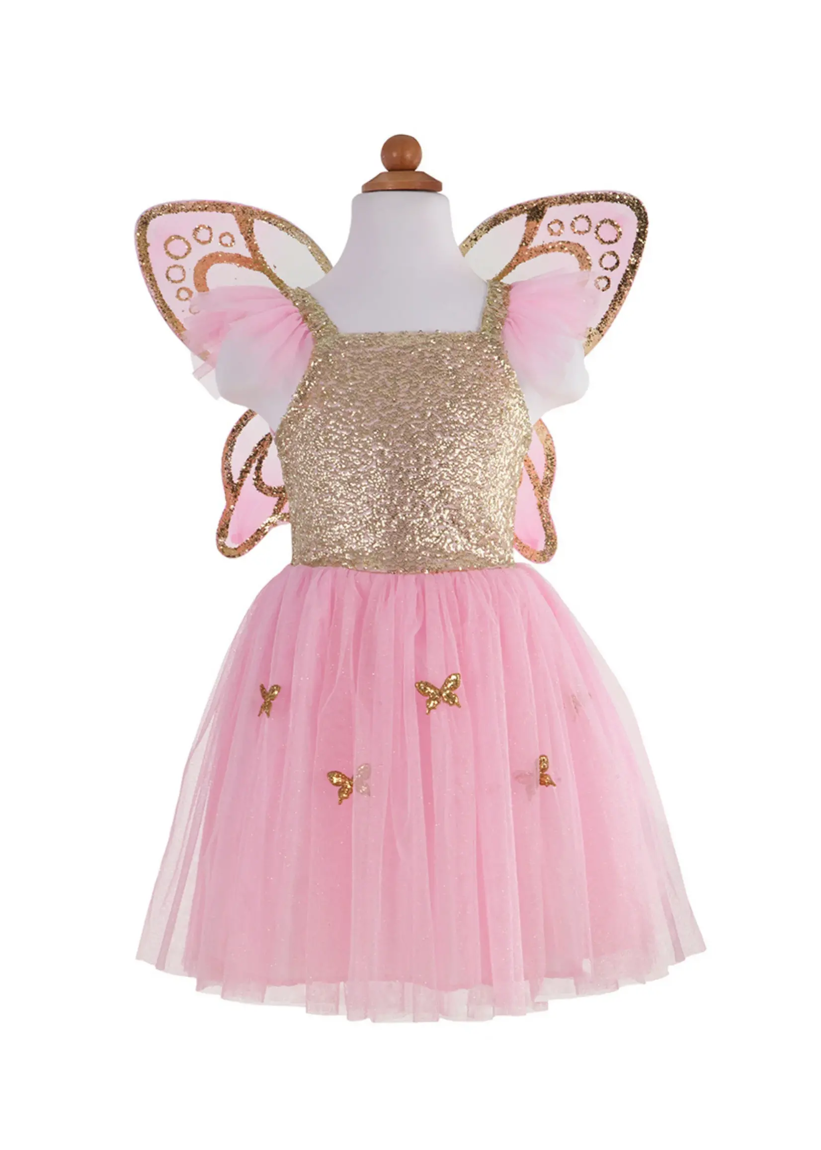 DRESS UP GOLD  SEQUINS BUTTERFLY DRESS & WINGS 5-7