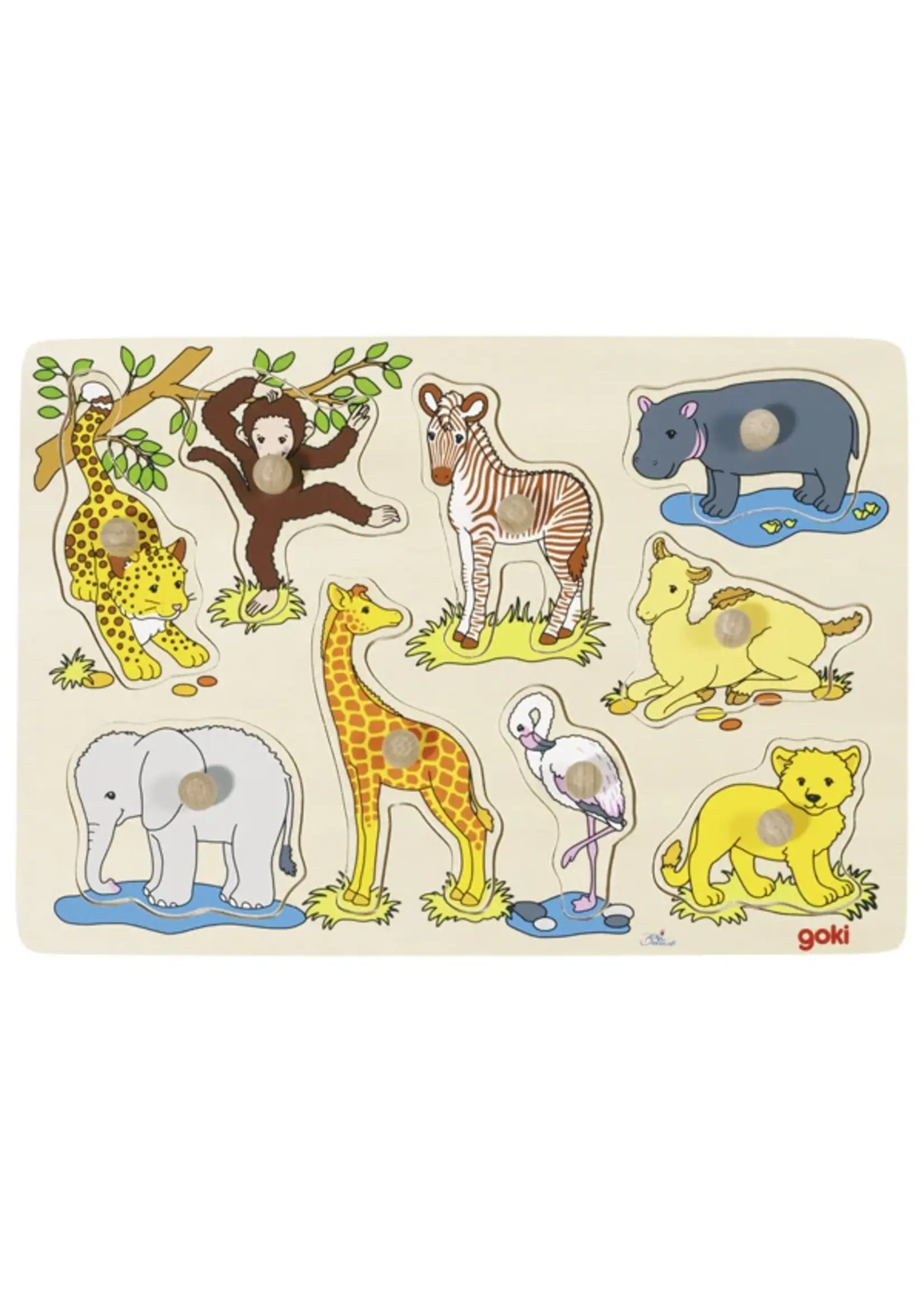 GOKI PUZZLE WOODEN AFRICAN BABY ANIMALS