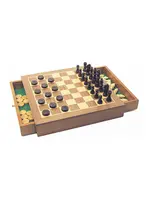 HOUSE OF MARBLES HOM DELUXE WOODEN CHESS DRAUGHTS CHECKERS