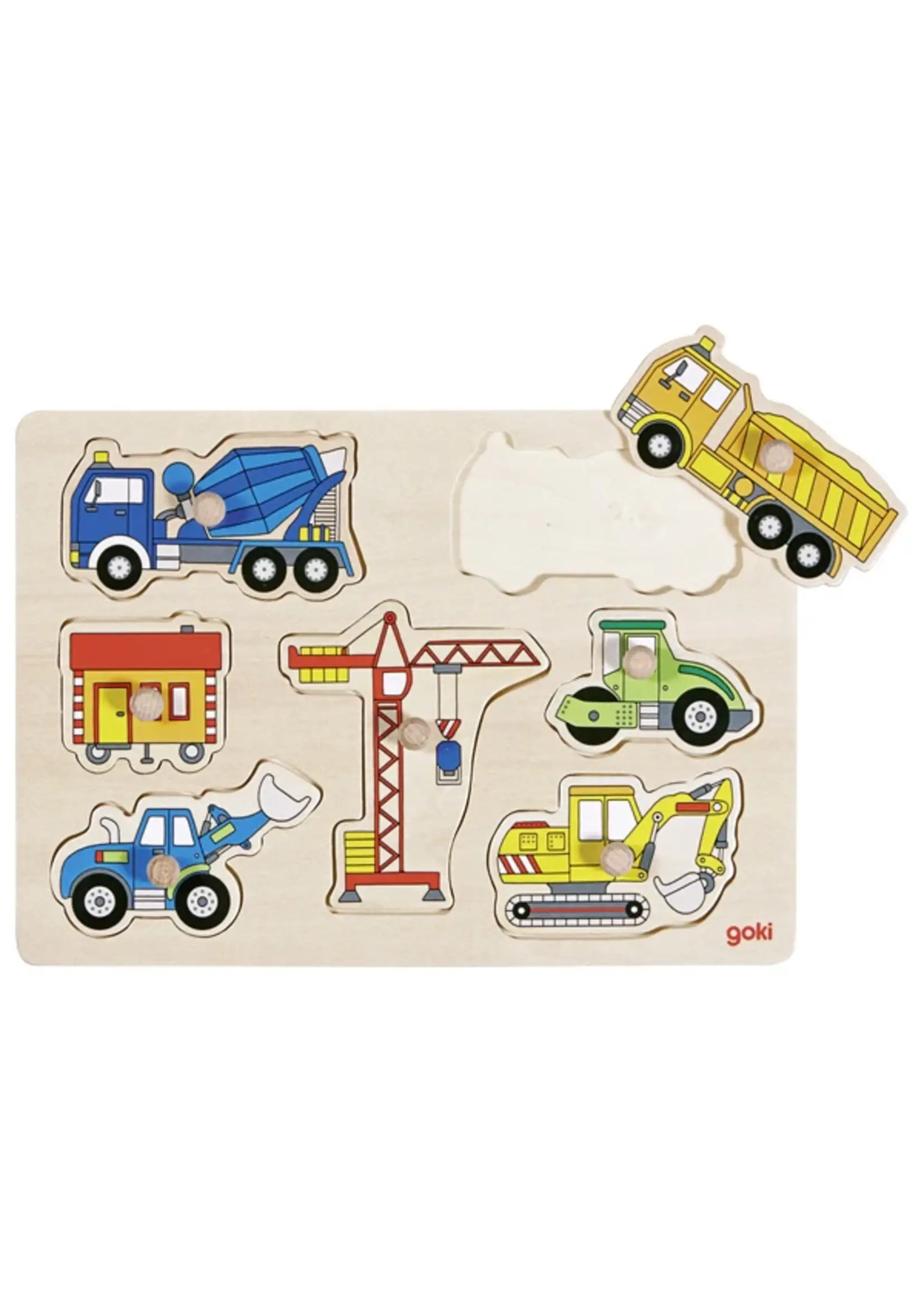 GOKI GOKI WOODEN PUZZLE BUILDING SITE VEHICLES