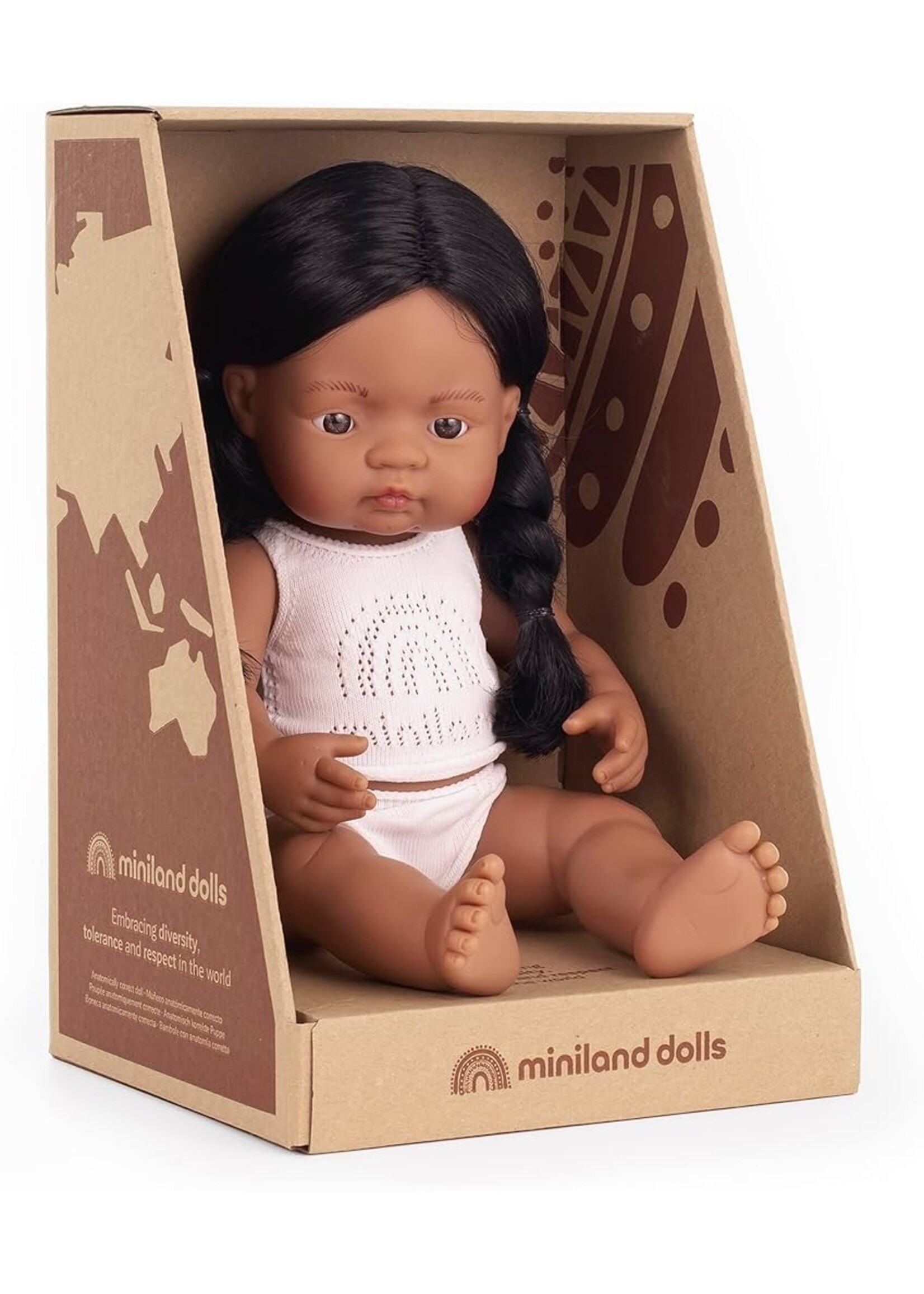 MINILAND DOLL NATIVE AMERICAN GIRL 15"
