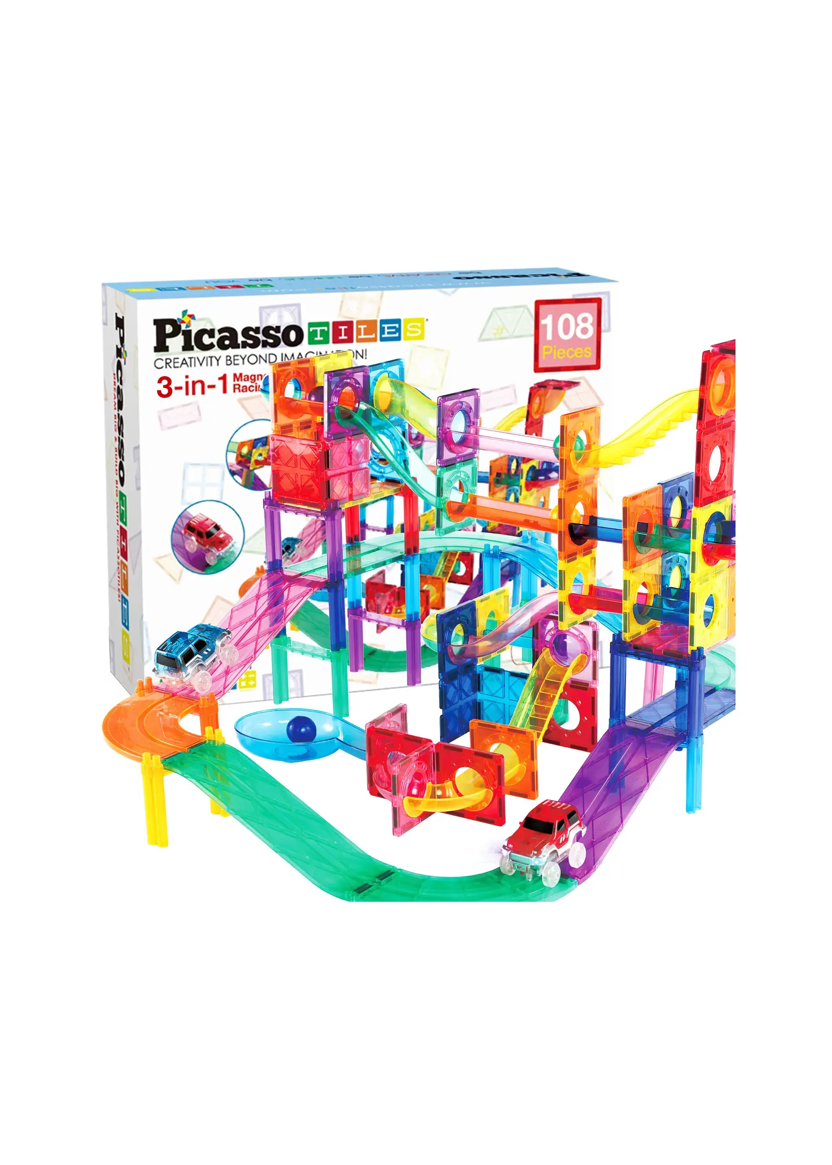 PICASSO TILES PICASSO TILES 108 PIECES 2-IN-1 MARBLE RUN