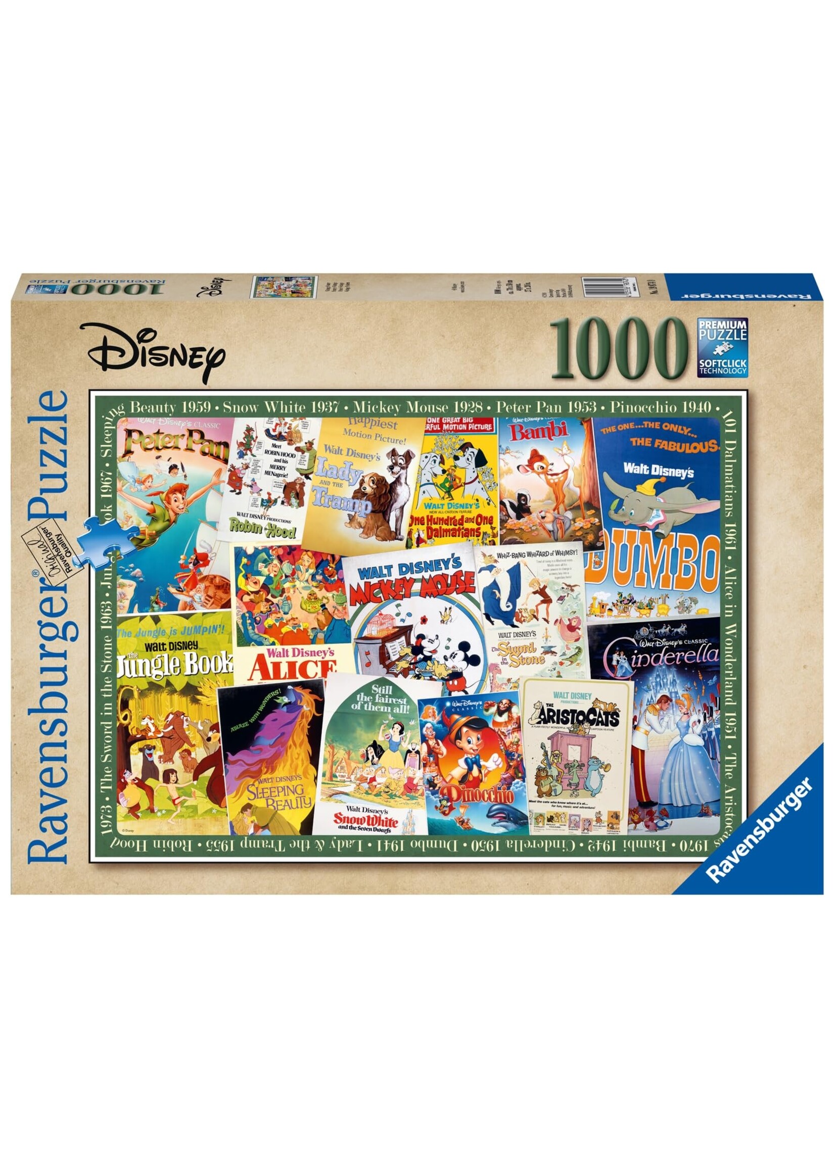 RAVENSBURGER PUZZLE 1000 PCS DISNEY VINTAGE MOVIE POSTERS