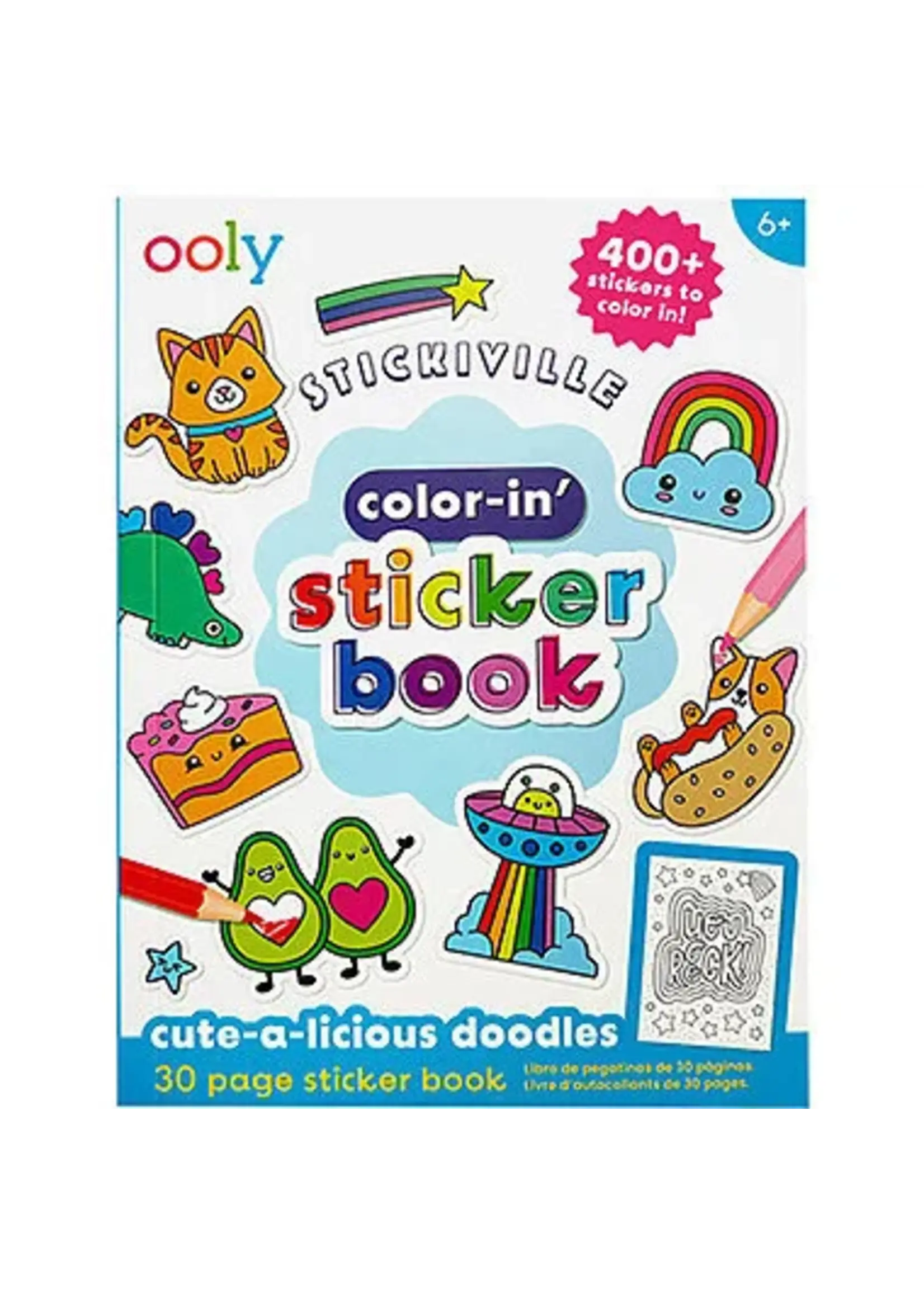 OOLY OOLY STICKIVILLE COLOR-IN STICKER BOOK CUTE-A-LICIOUS