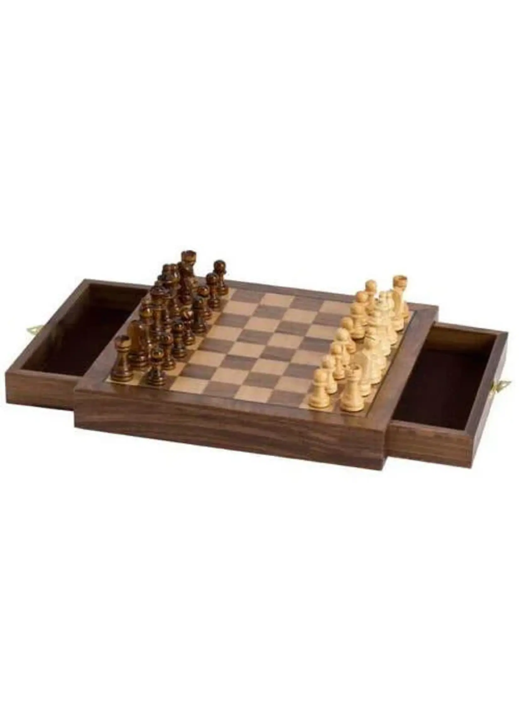 MAGNETIC CHESS BOX DARK WOOD