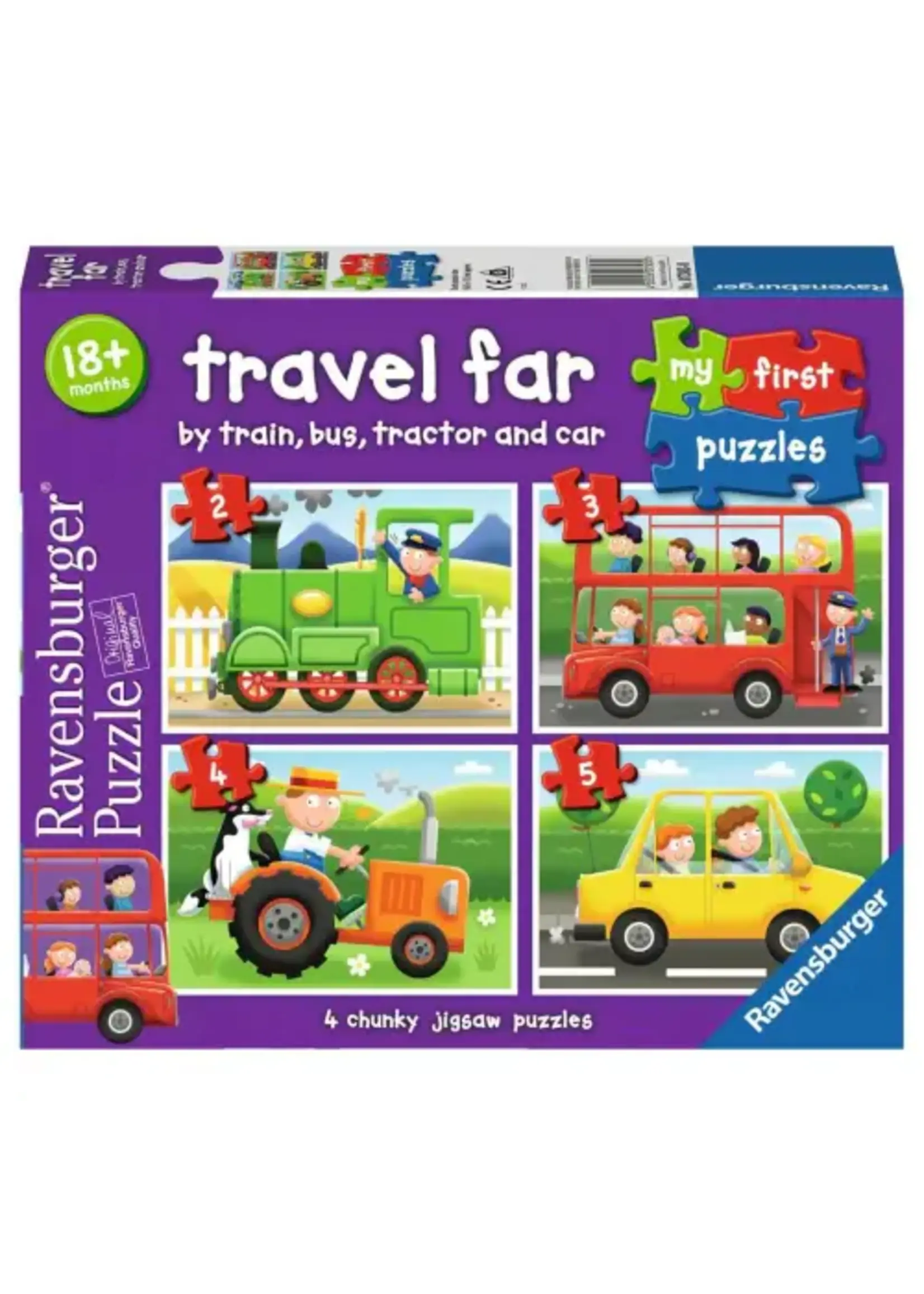 RAVENSBURGER PUZZLE  MY FIRST PUZZLES BY TRAIN BUS TRACTOR AND CAR