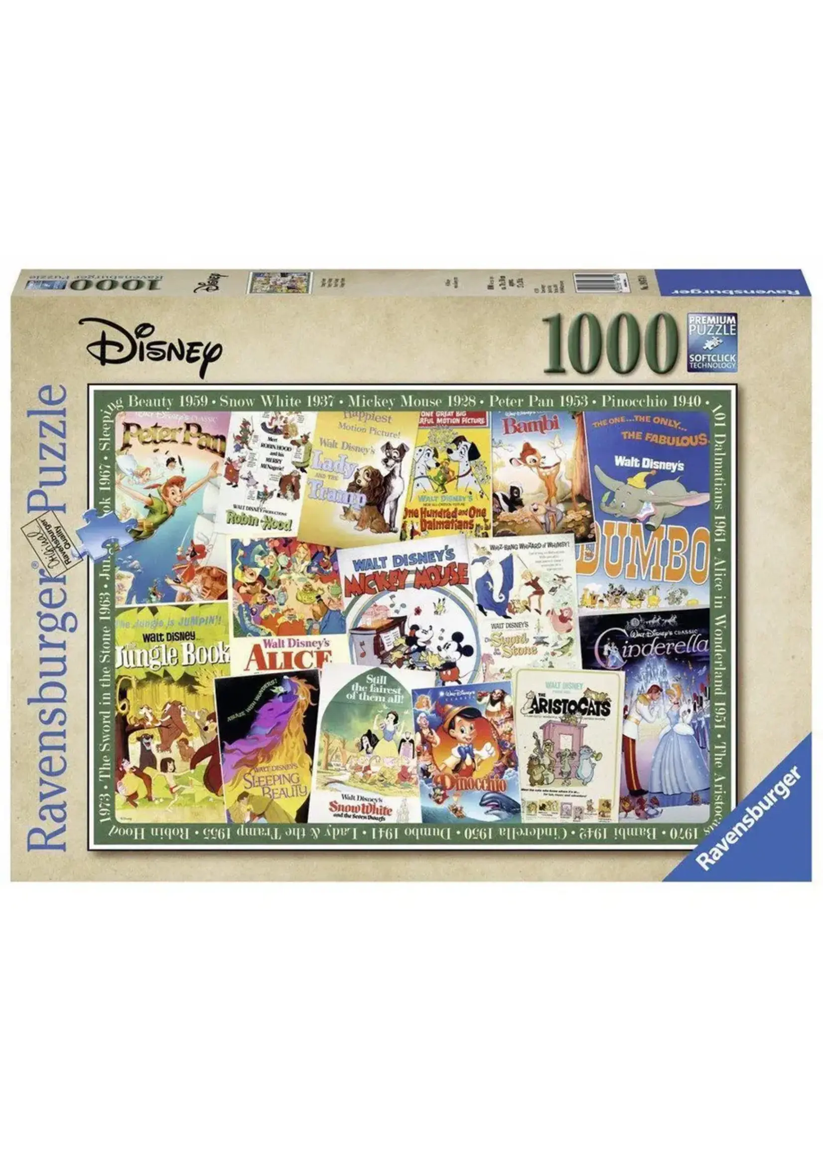 RAVENSBURGER PUZZLE 1000 PCS DISNEY VINTAGE MOVIE POSTERS