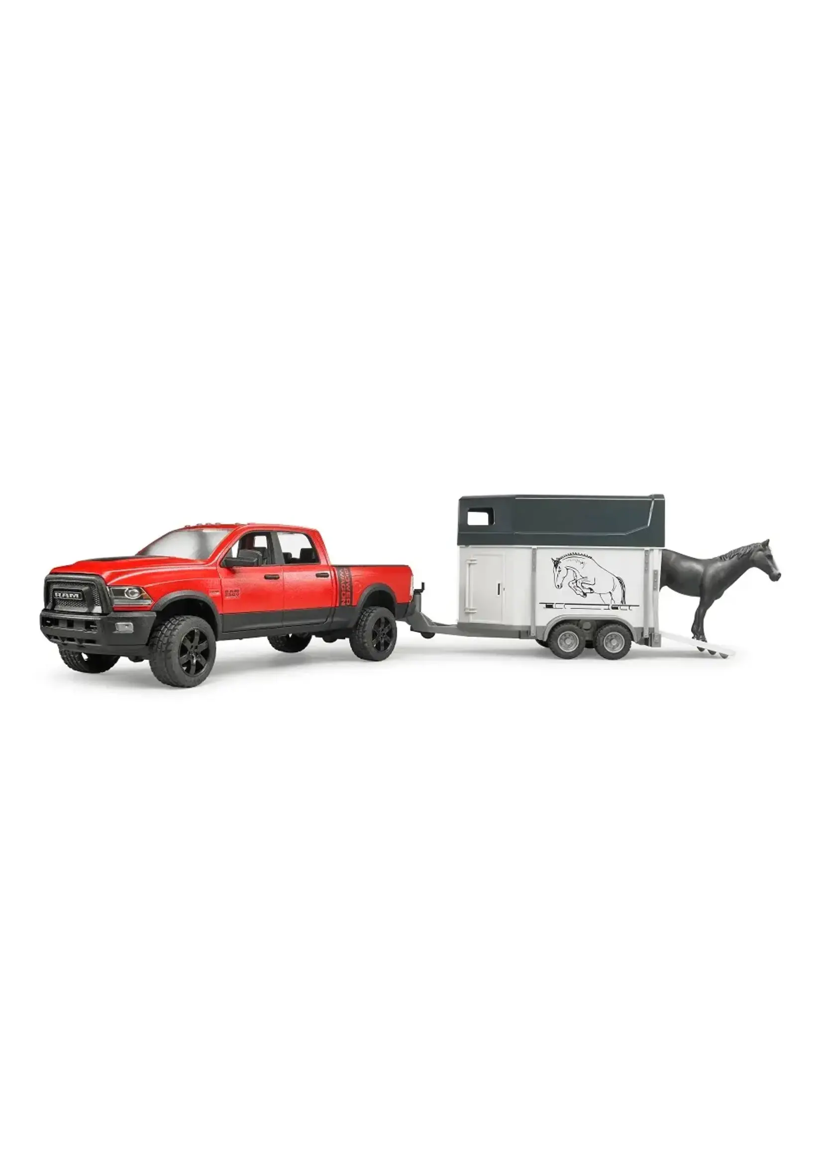 BRUDER RAM 2500 PICKUP TRUCK W/ HORSE TRAILER AND HORSE